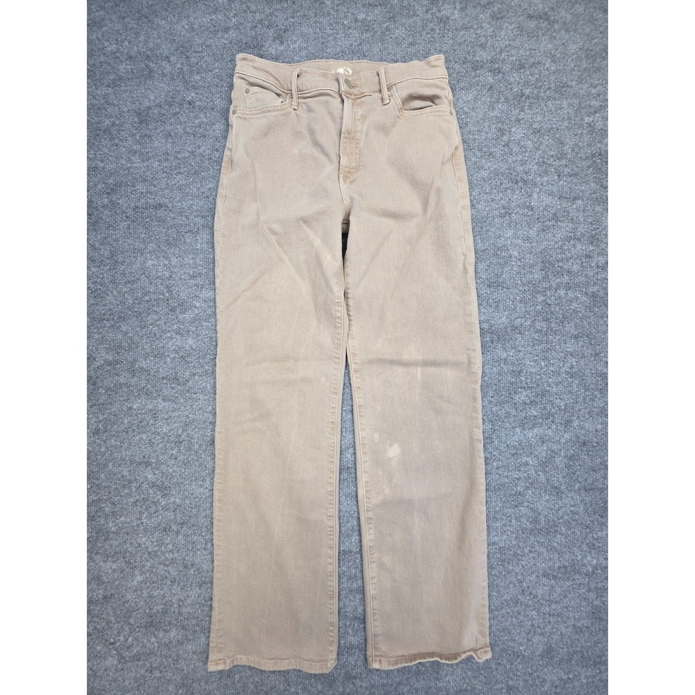 MOTHER The Kick Jeans Women's 29 Beige Farmers Tan High-Rise Straight Leg